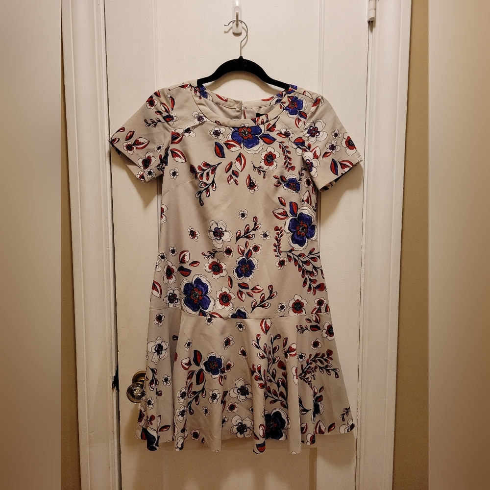 Banana Republic Floral Dress with Blue & Red Flowers NWT Size Petite 0